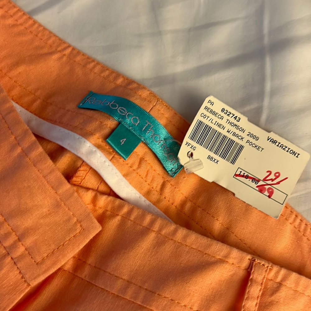Rebecca Thomson orange linen Cotten pants